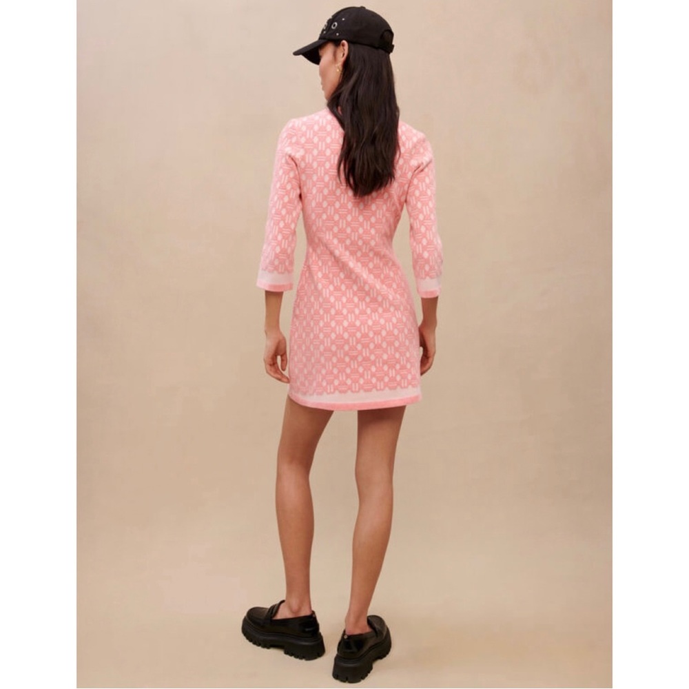 Maje Roadina Jacquard Knit Mini Dress In Pink NWT - Picture 4 of 12